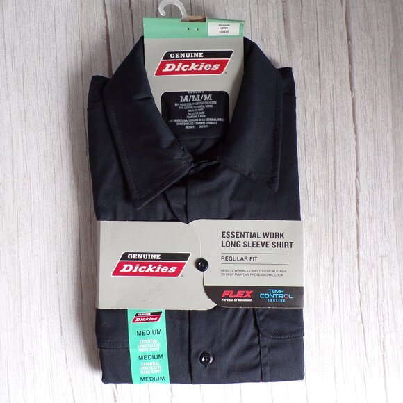 Dickies Other - Genuine Dickies Men's Long Sleeve Work Shirt with Flex and Cooling in Dark Navy